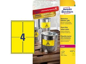 ETYKIETA AVERY ZWECKFORM L6127 POLIESTROWA 99,1X139MM ŻÓŁTA 8 ARKUSZY