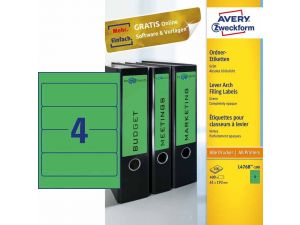 ETYKIETA AVERY ZWECKFORM L4768 192X61MM NA SEGREGATOR ZIELONA 100 ARKUSZY