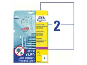 ETYKIETA AVERY ZWECKFORM L8012 210X148MM PRZEZROCZYSTA 10 ARKUSZY ANTYDROBNOUSTROJOWA