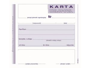 D KARTA URLOPOWA 2/3 A6 507-6 DRUK