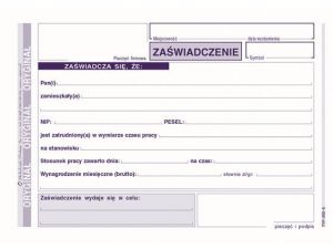 D ZAŚWIADCZENIE O ZATRUDN.A6 2SKŁ.502-5 DRUK