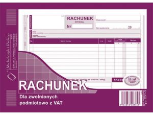 D RACHUNEK A5 2SKŁ.ZWOL.VAT 231-3 DRUK