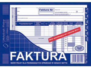 D FAKTURA VAT A5 2SKŁ.195-3E PROC.MARŻY-TOW.UŻYW.