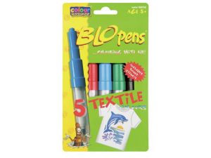 FLAMASTER CENTROPEN DO TKANIN DMUCHANY 5 SZT. + SZABLON TEXTILE BLOPENS