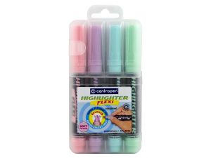 ZAKREŚLACZ CENTROPEN 8542 FLEXI MIX KOLORÓW PASTELOWYCH MIĘKKA KOŃCÓWKA 4 SZT.