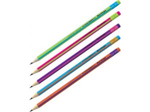 OŁÓWEK BERLINGO FUZE HB OKRĄGŁY Z GUMKĄ MIX KOLORÓW