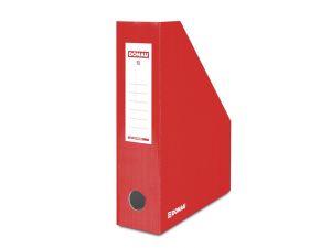 POJEMNIK NA CZASOPISMA DONAU 80MM CZERWONY KARTONOWY LAKIEROWANY