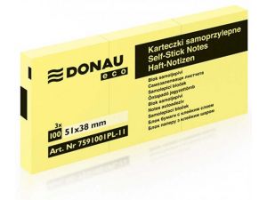 NOTES SAMOPRZYLEPNY DONAU ECO 38X51MM ŻÓŁTY 3 SZT.