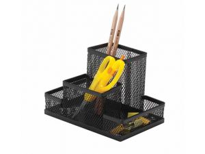 PRZYBORNIK NA BIURKO Q-CONNECT 4 KOMORY CZARNY DRUCIANY