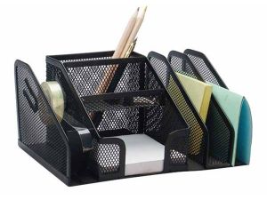 PRZYBORNIK NA BIURKO Q-CONNECT 6 KOMÓR CZARNY DRUCIANY