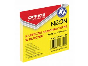 NOTES SAMOPRZYLEPNY OFFICE PRODUCTS 76X76MM NEON ŻÓŁTY
