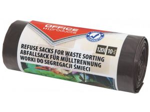 WORKI NA ŚMIECI 120L DOMOWE OFFICE PRODUCTS 10 SZT. LDPE DO SEGREGACJI ODPADÓW ZIELONYCH BIO MOCNE BRĄZOWE