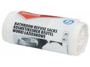 WORKI NA ŚMIECI 20L DOMOWE OFFICE PRODUCTS 40 SZT. HDPE ŁAZIENKOWE BIAŁE