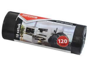 WORKI NA ŚMIECI 120L DOMOWE OFFICE PRODUCTS 10SZT. SUPER MOCNE CZARNE