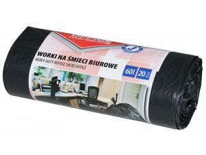 WORKI NA ŚMIECI 60L BIUROWE OFFICE PRODUCTS 20SZT.MOCNE (LDPE) CZARNE