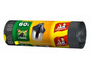 WORKI NA ŚMIECI 60L JAN NIEZBĘDNY HD 12 SZT. Z TAŚMĄ
